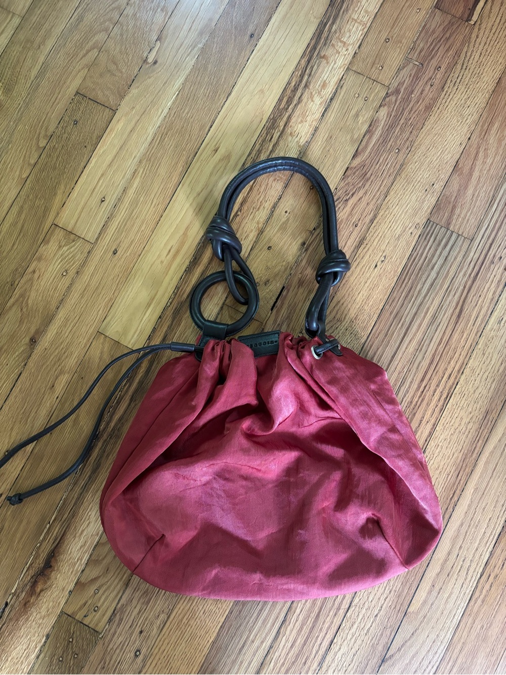 SEQUOIA PARIS Vintage Cherry fiber and Leather Shoulder Bag